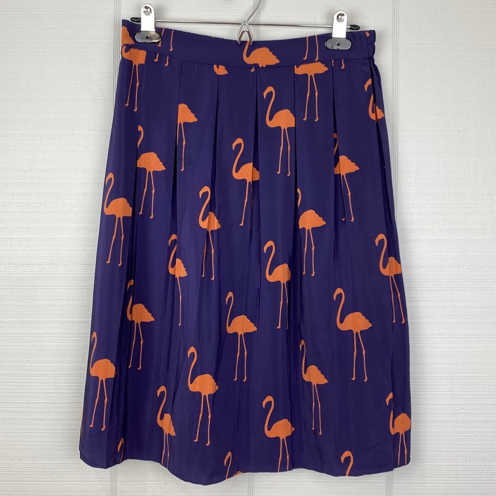 Charlotte By Charlotte Taylor Pleated Midi Skirt Purple With Orange Flamingos 6
